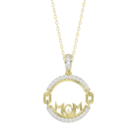 LADIES PENDANT WITH CHAIN 0.25CT ROUND DIAMOND 14K YELLOW GOLD