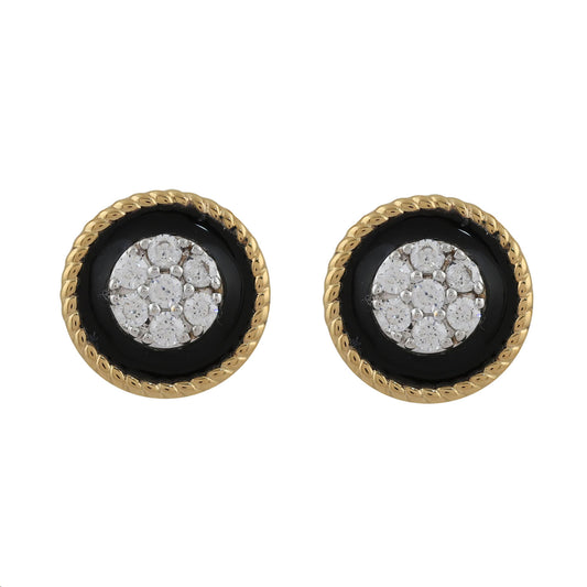 LADIES EARRINGS 0.25CT ROUND DIAMOND 14K YELLOW GOLD