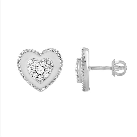 LADIES EARRINGS 0.33CT ROUND DIAMOND 14K WHITE GOLD