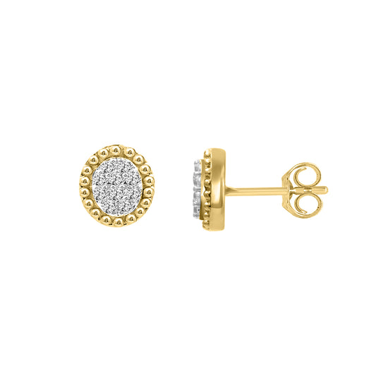 10K Yellow Gold Ladies 0.20CT Round Diamond Cluster Fashion Earrings