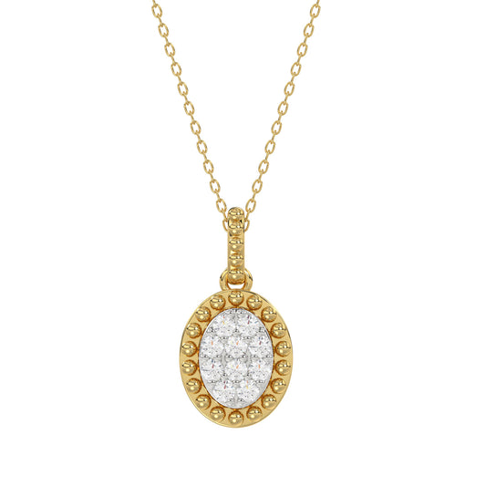 10K Yellow Gold Ladies 0.10CT Round Diamond Cluster Fashion Pendant With Chain