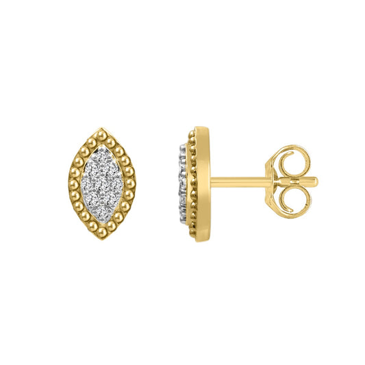 10K Yellow Gold 0.20CT Diamond Halo Fashion Earrings Round Diamond Women�S Earrings
