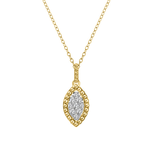 LADIES PENDANT 0.10CT ROUND DIAMOND 14K YELLOW GOLD