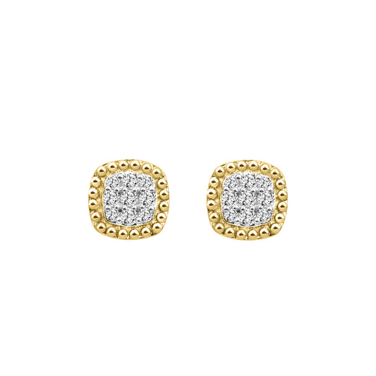 LADIES EARRINGS 0.20CT ROUND DIAMOND 14K YELLOW GOLD