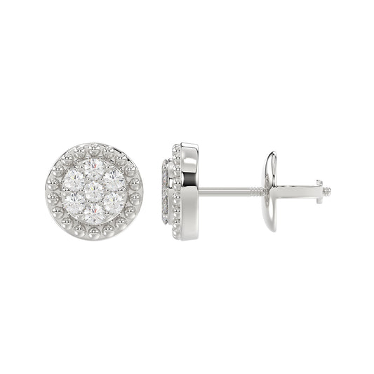 LADIES EARRINGS 0.20CT ROUND DIAMOND 14K WHITE GOLD