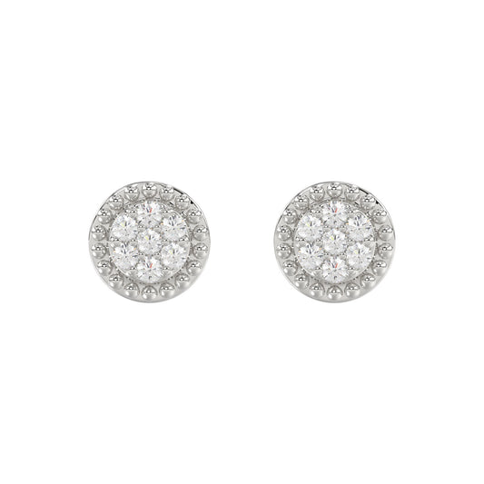 LADIES EARRINGS 0.20CT ROUND DIAMOND 14K WHITE GOLD