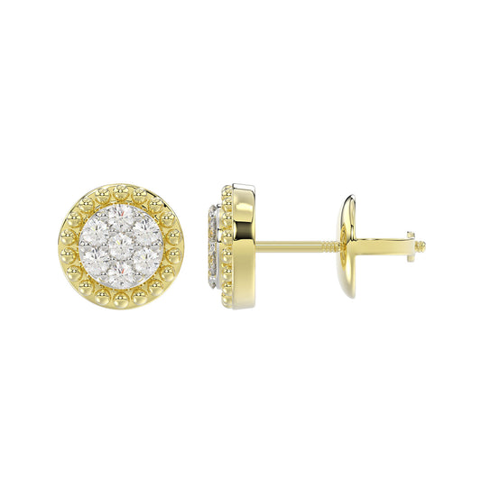 LADIES EARRINGS 0.20CT ROUND DIAMOND 14K YELLOW GOLD