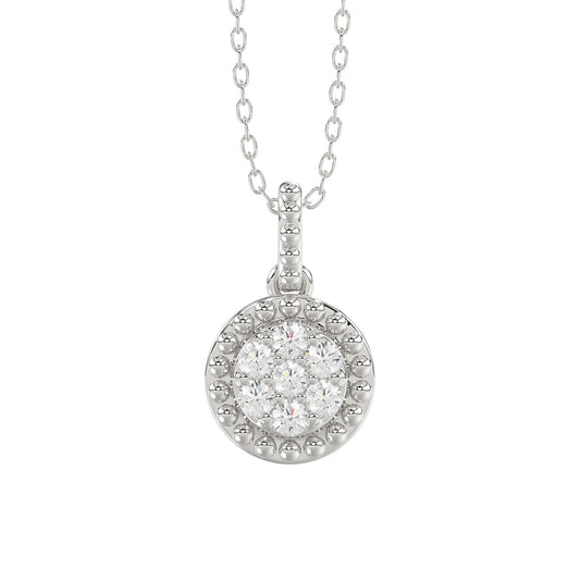 LADIES PENDANT WITH CHAIN 0.10CT ROUND DIAMOND 14K WHITE GOLD
