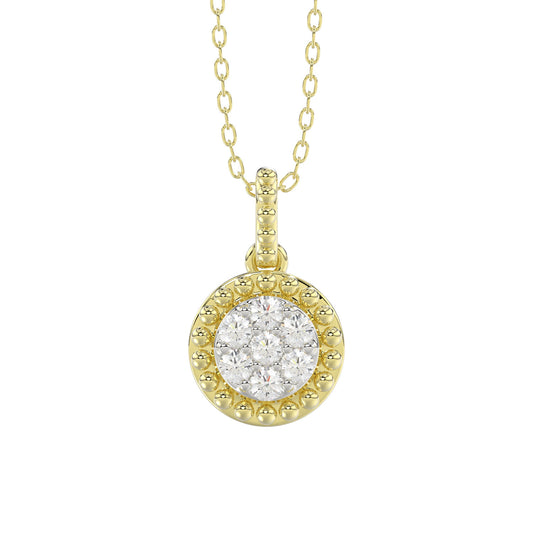 LADIES PENDANT WITH CHAIN 0.10CT ROUND DIAMOND 14K YELLOW GOLD