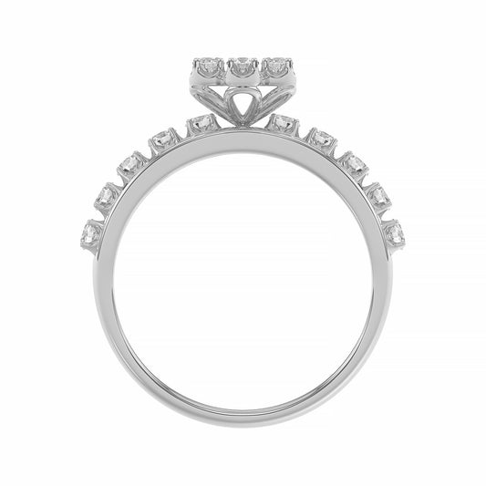 LADIES TRIO RING 1.30CT ROUND DIAMOND 10K WHITE GOLD