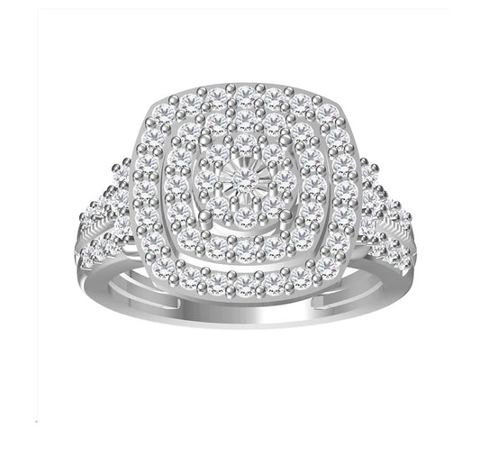 LADIES RING 1.00CT ROUND DIAMOND 14K WHITE GOLD