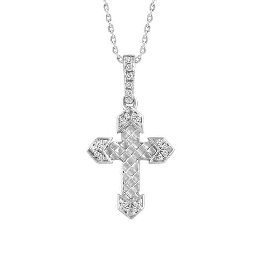 Sterling Silver Cross Diamond Pendant With Chain 0.05CT Round Diamond Jewelry
