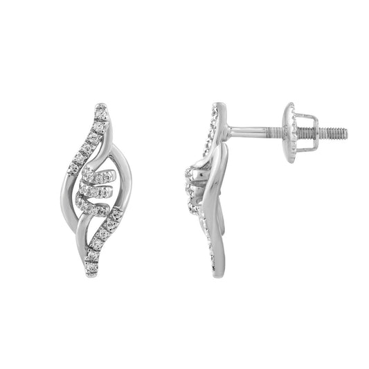 Ladies Sterling Silver 0.16CT Round Diamond Earrings Classic Fashion Jewelry