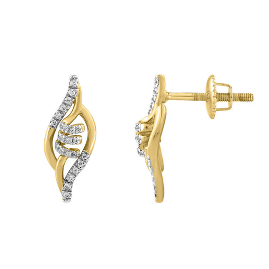LADIES EARRINGS 0.16CT ROUND DIAMOND 10K YELLOW GOLD