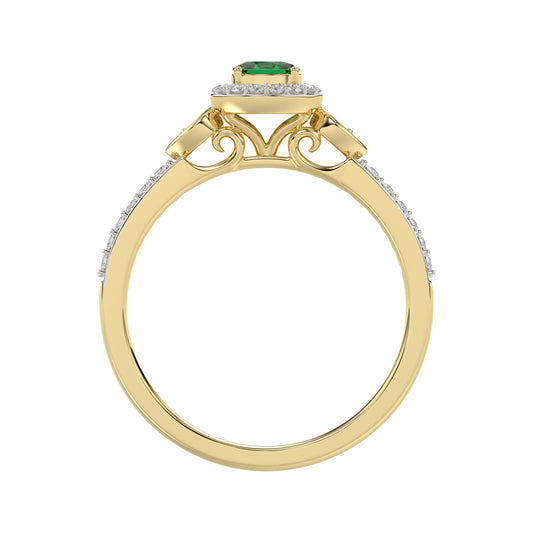 0.33ct Round/Oval Emerald diamond 14k Ladies Fashion Ring 0.15CT Center stone Oval Emerald Diamond)