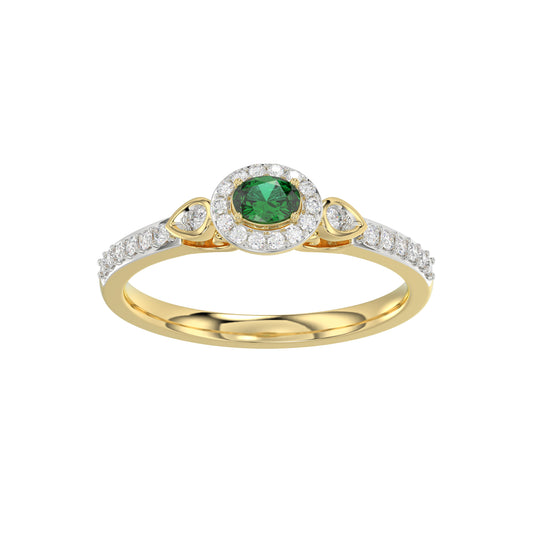 0.33ct Round/Oval Emerald diamond 14k Ladies Fashion Ring 0.15CT Center stone Oval Emerald Diamond)