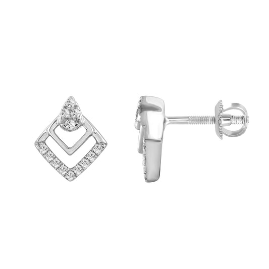 Ladies Sterling Silver 0.13CT Round Diamond Earrings Classic Fashion Jewelry