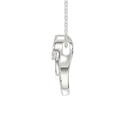 LADIES PENDANT WITH CHAIN 0.13CT ROUND DIAMOND 14K WHITE GOLD