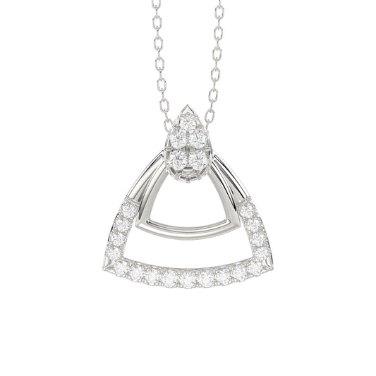 LADIES PENDANT WITH CHAIN 0.13CT ROUND DIAMOND 14K WHITE GOLD
