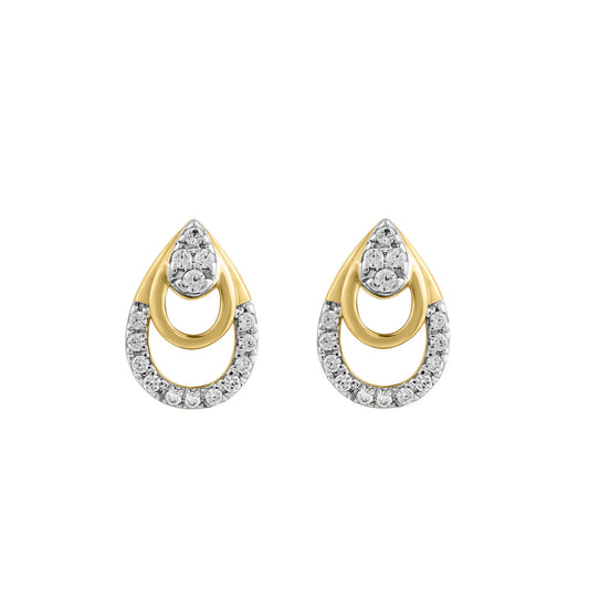 LADIES EARRINGS 0.13CT ROUND DIAMOND 14K YELLOW GOLD