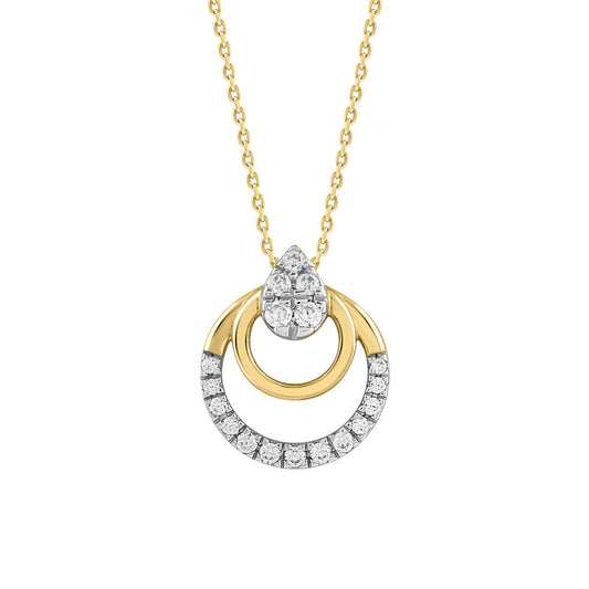 LADIES PENDANT WITH CHAIN 0.13CT ROUND DIAMOND 14K YELLOW GOLD