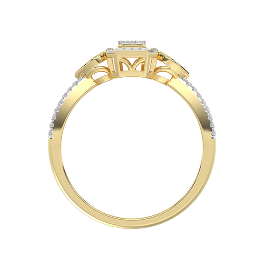 Elegant 10K Yellow Gold Ladies Diamond Ring Featuring Modern Octagon Shape With Baguette And Round Diamond 0.20 Ct Perfect Gift For Her.