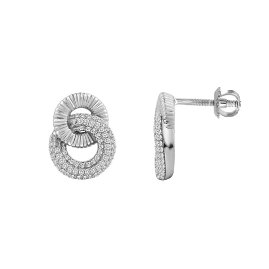 LADIES EARRINGS 0.33CT ROUND DIAMOND 10K WHITE GOLD