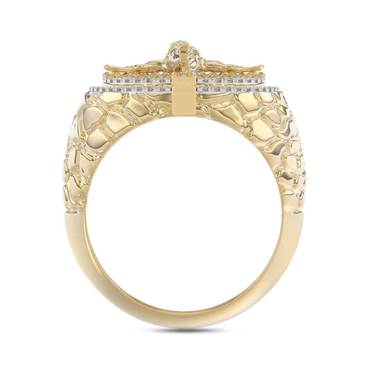 MEN'S RING 0.50CT ROUND DIAMOND 10K YELLOW GOLD