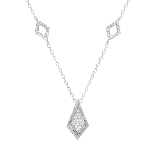 LADIES NECKLACE 0.25CT ROUND DIAMOND 10K WHITE GOLD