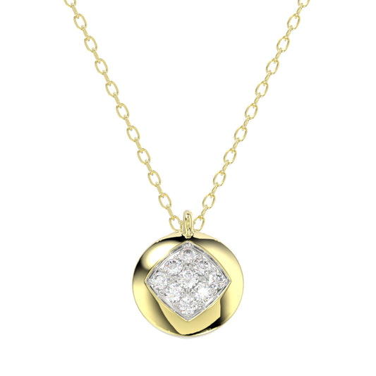 LADIES NECKLACE 0.10CT ROUND DIAMOND 10K YELLOW GOLD