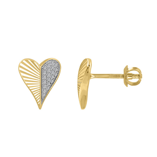 LADIES EARRINGS 0.13CT ROUND DIAMOND 10K YELLOW GOLD