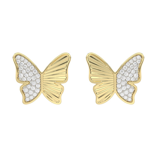 LADIES EARRINGS 0.16CT ROUND DIAMOND 10K YELLOW GOLD