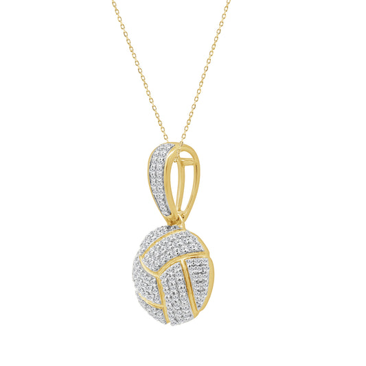 LADIES PENDANT WITH CHAIN 0.33CT ROUND DIAMOND 10K YELLOW GOLD