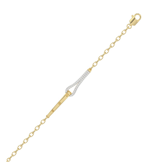 Stylish 10K Yellow Gold Diamond Bangle For Women With Sparkling 0.33 Ct Round Diamonds. A Modern And Elegant Fine Jewelry