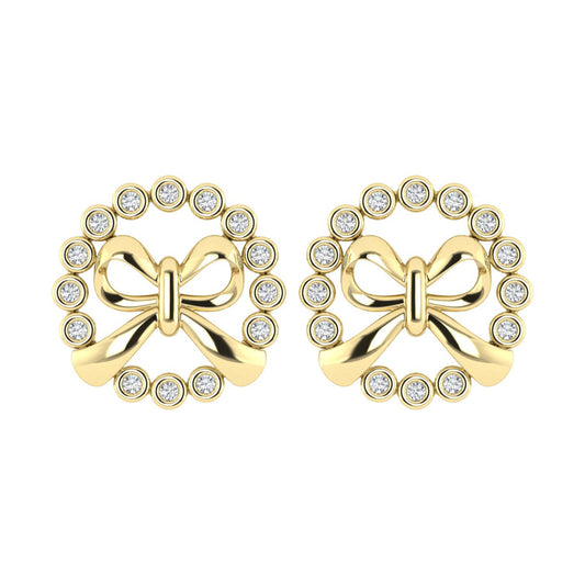 LADIES EARRINGS 0.25CT ROUND DIAMOND 10K YELLOW GOLD