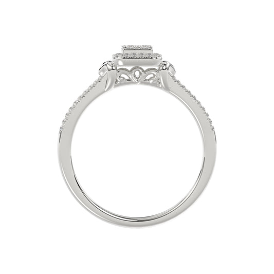 Ladies 0.20Ct Round Diamond Sterling Silver White Engagement Ring � Elegant Promise Ring For Women
