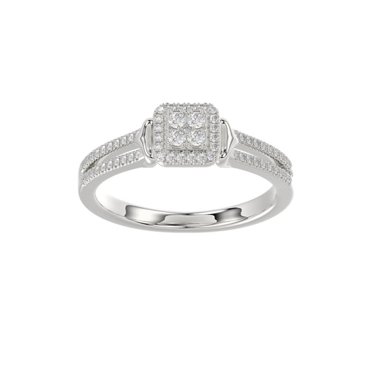 Ladies 0.20Ct Round Diamond Sterling Silver White Engagement Ring � Elegant Promise Ring For Women