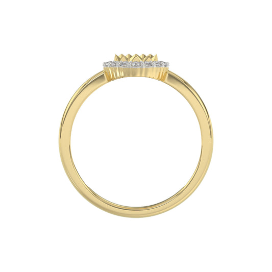 10K Yellow Gold Round Diamond Halo Ring With Nugget Design For Women. A Sparkling And Elegant 0.20 Ct Fine Jewelry Ring Perfect For Gifting.