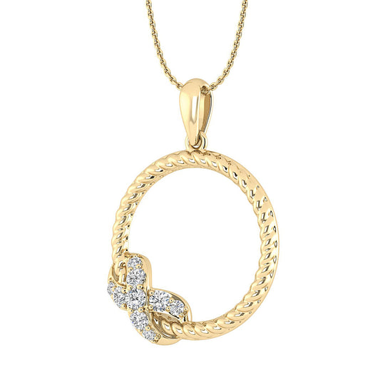 LADIES PENDANT WITH CHAIN 0.25CT ROUND DIAMOND 10K YELLOW GOLD