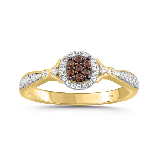 LADIES RING 0.25CT ROUND/DARK BROWN DIAMOND 10K YELLOW GOLD
