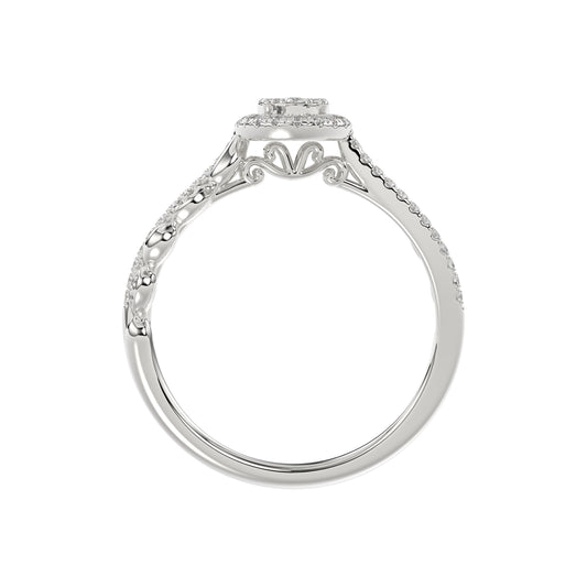 Adies 0.25Ct Round Diamond Sterling Silver White Promise Ring � Halo Oval Design With Split Shank, Elegant Women�S Jewelry