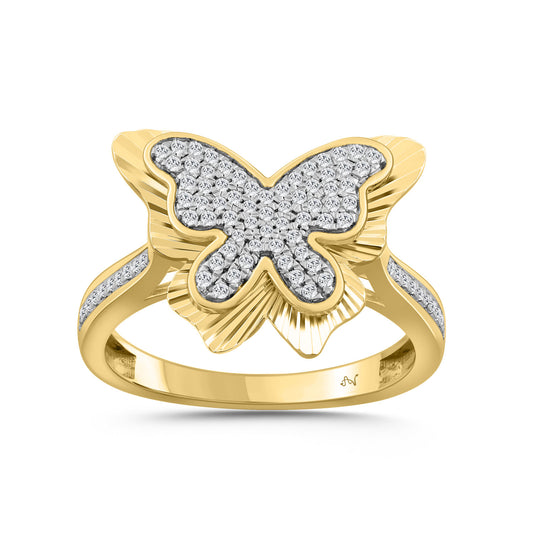 LADIES RING 0.25CT ROUND DIAMOND 10K YELLOW GOLD