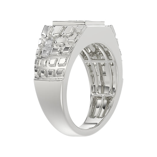 �Elegant Men�S Fashion Ring 0.10Ct Round Diamond Sterling Silver White Luxury Statement Jewelry For Men