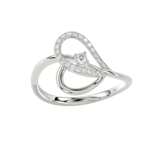 Ladies Elysian Heart Ring 0.15Ct Round Diamond Sterling Silver White � Romantic Fine Jewelry For Women