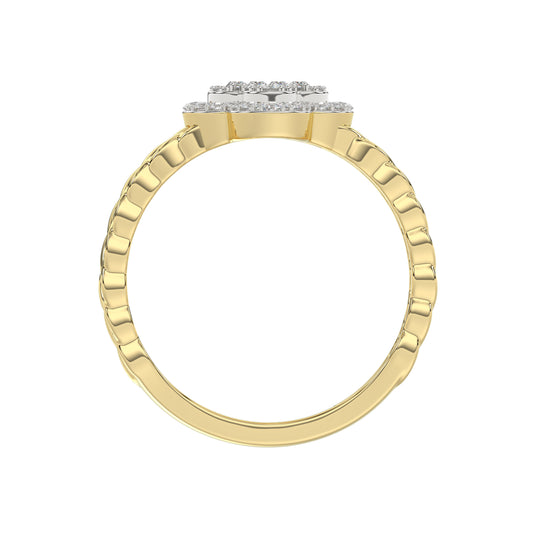LADIES RING 0.25CT ROUND/BAGUETTE DIAMOND 10K YELLOW GOLD