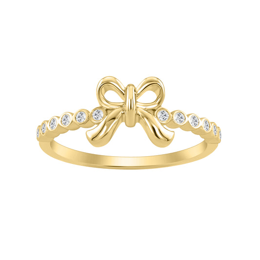 Classic 0.10Ct Round Diamond Ring In Yellow Gold For Women