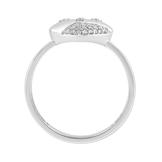 Sterling Silver Ladies Fashion Ring With 0.10Ct Round Diamond Heart Design