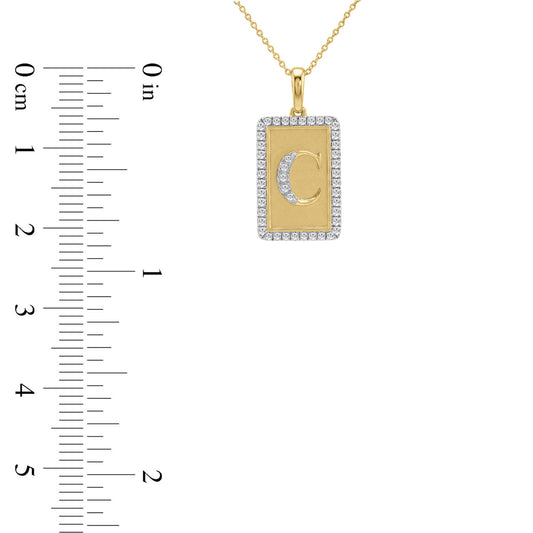 Elegant Ladies 0.20Ct Round Diamond “C Alphabet Fashion Pendant With Chain – 10K Yellow Gold
