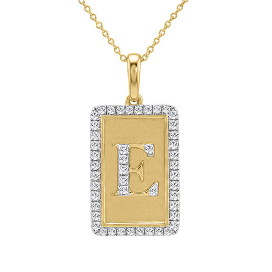 10K Yellow Gold letter 'E' Fashion Pendant With Chain - 0.20 CT Round Diamond Ladies Jewelry Gift