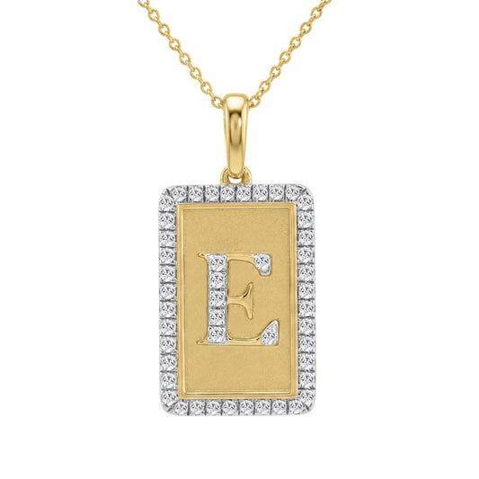 10K Yellow Gold letter 'E' Fashion Pendant With Chain - 0.20 CT Round Diamond Ladies Jewelry Gift